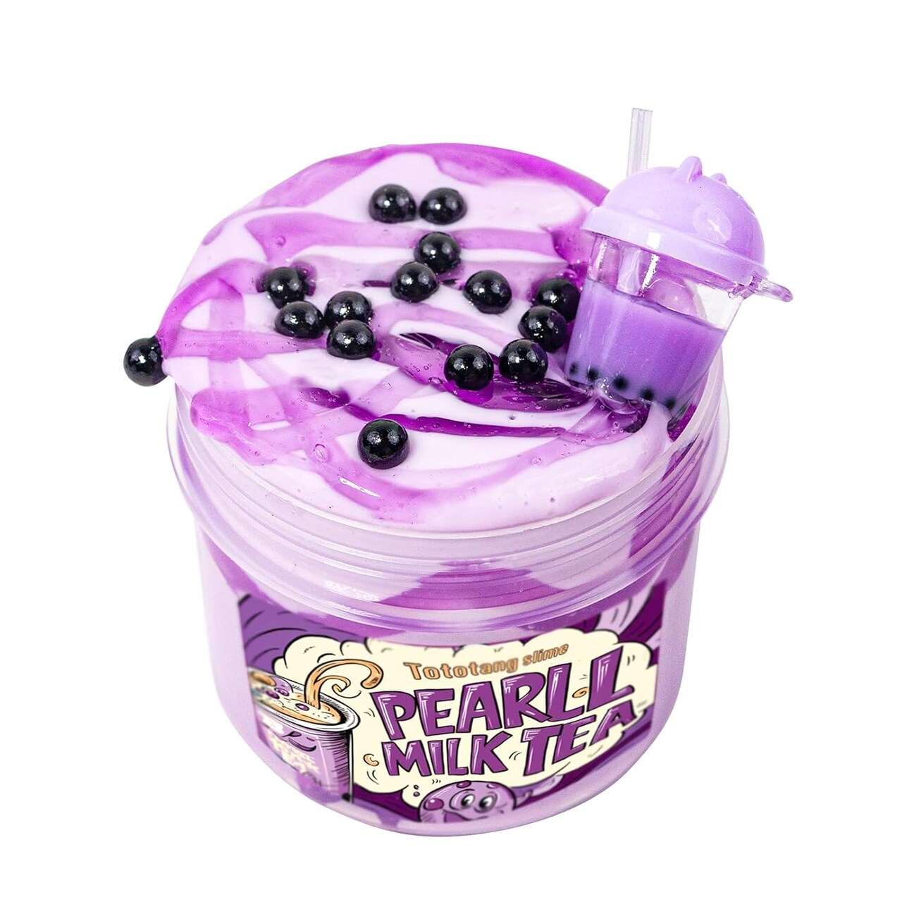 Purple Bubble Tea themed slime(7oz) - Thick and Glossy Textured Slime